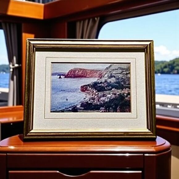 Framed Coastal Print-Sidmouth England-9x7-Vintage Seaside Wall Art-Ocean-Shore - Picture 1 of 8